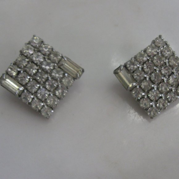 Vintage Art Deco Rhinestone Earrings - Picture 1 of 3